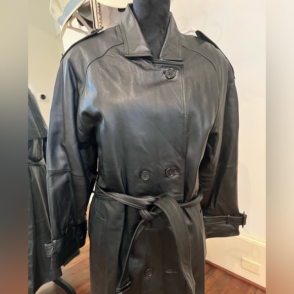 Leather Trench coat long brand new without tag unisex - Picture 6 of 14